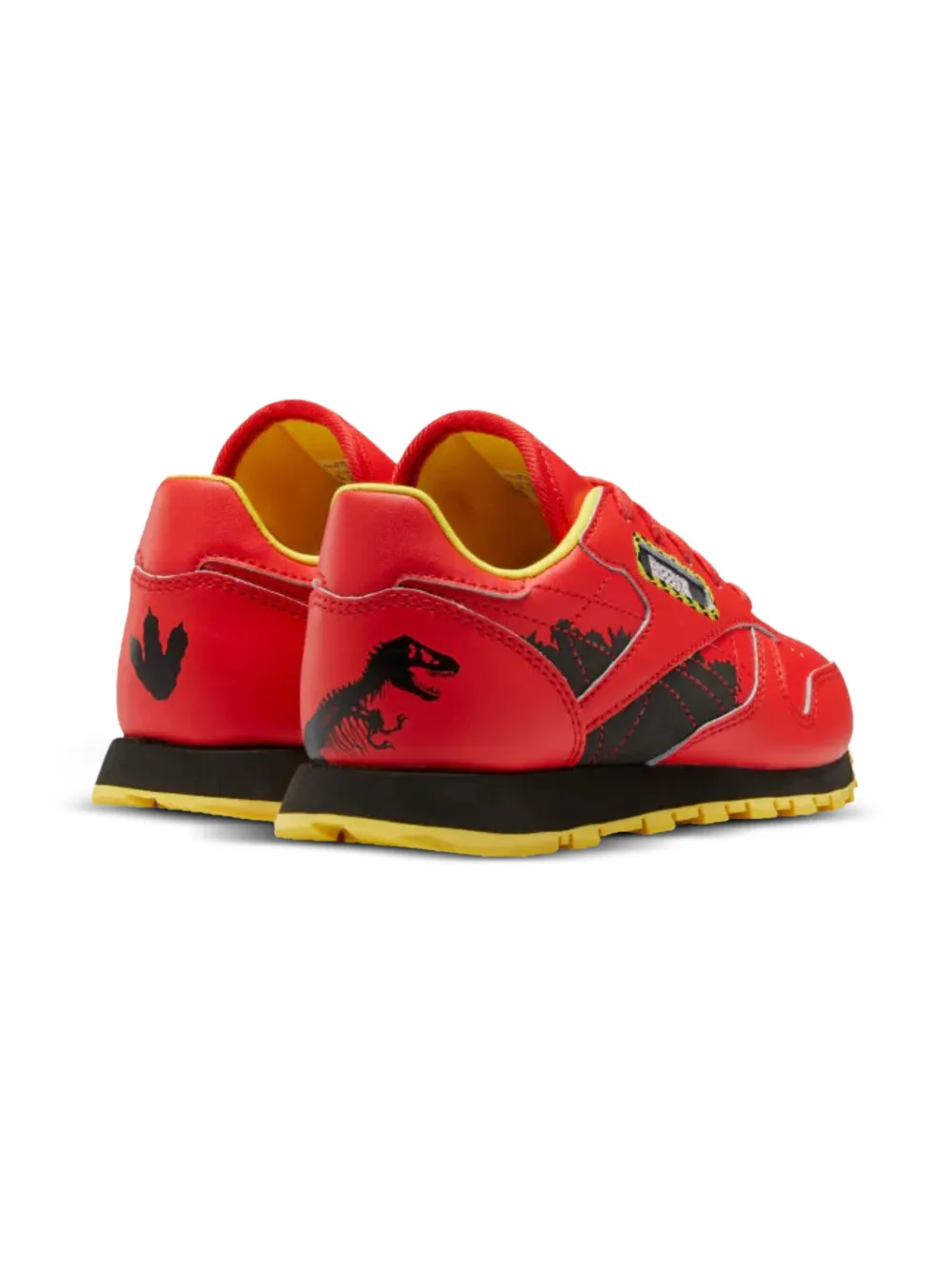 Reebok Kids dinosaur-print leather trainers Red