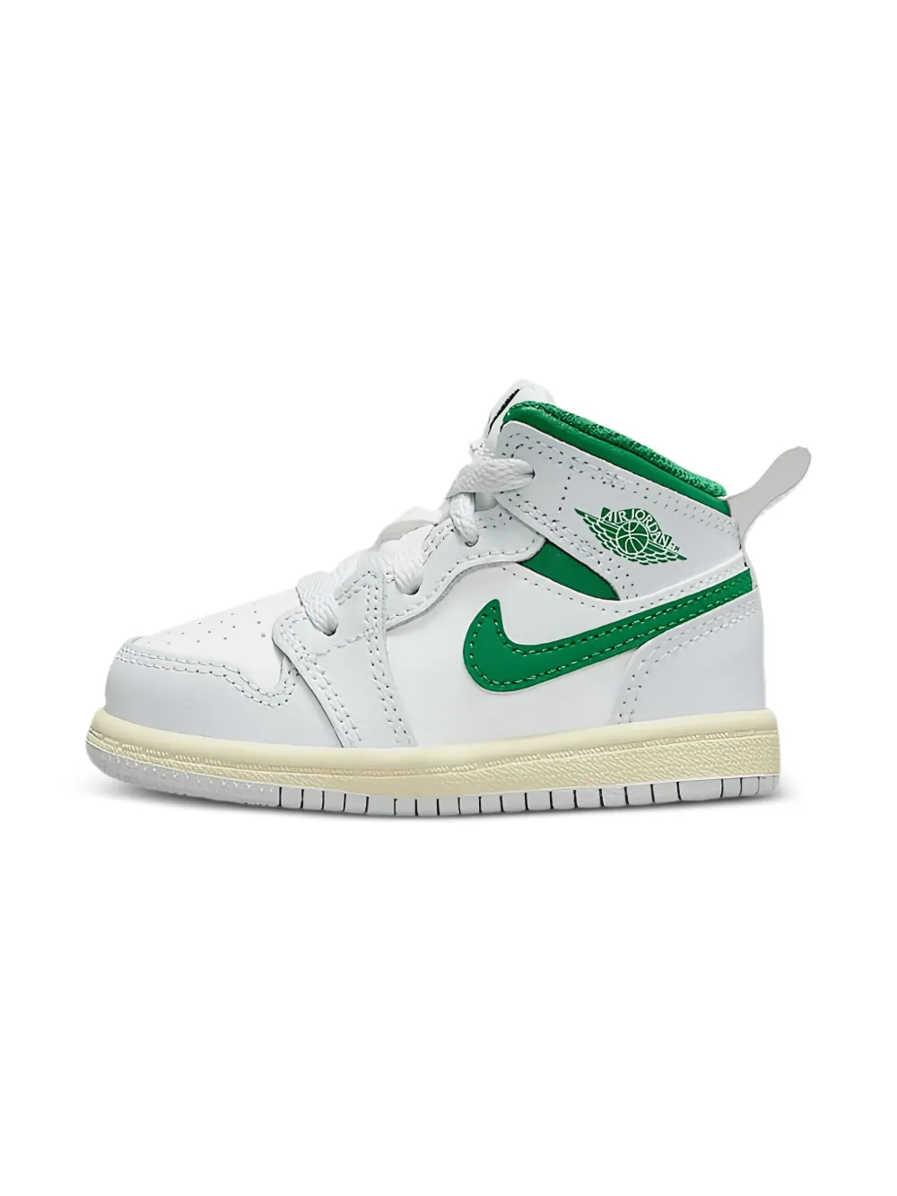 Jordan Kids Jordan 1 Mid "Summit White Pure Platinum Sail Pine Green" sneakers