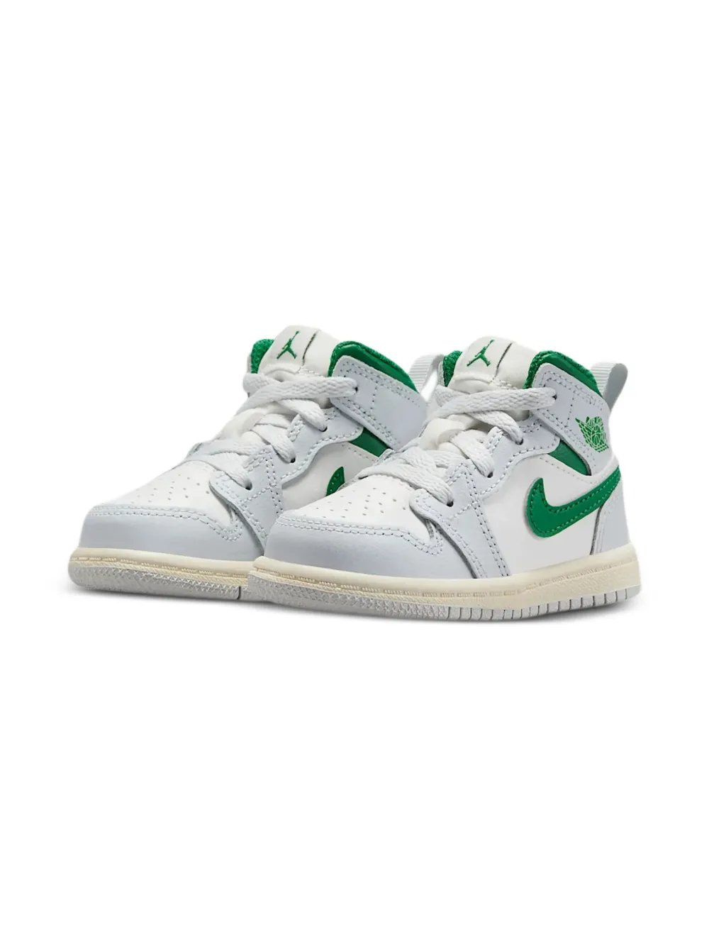 Jordan Kids Jordan 1 Mid "Summit White Pure Platinum Sail Pine Green" sneakers