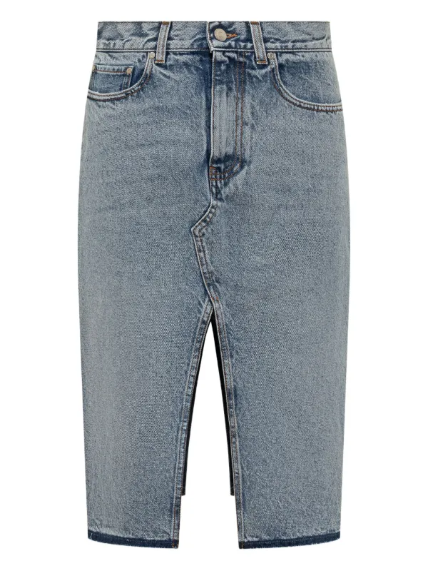 Stella McCartney スリットディテール デニムスカート | ブルー