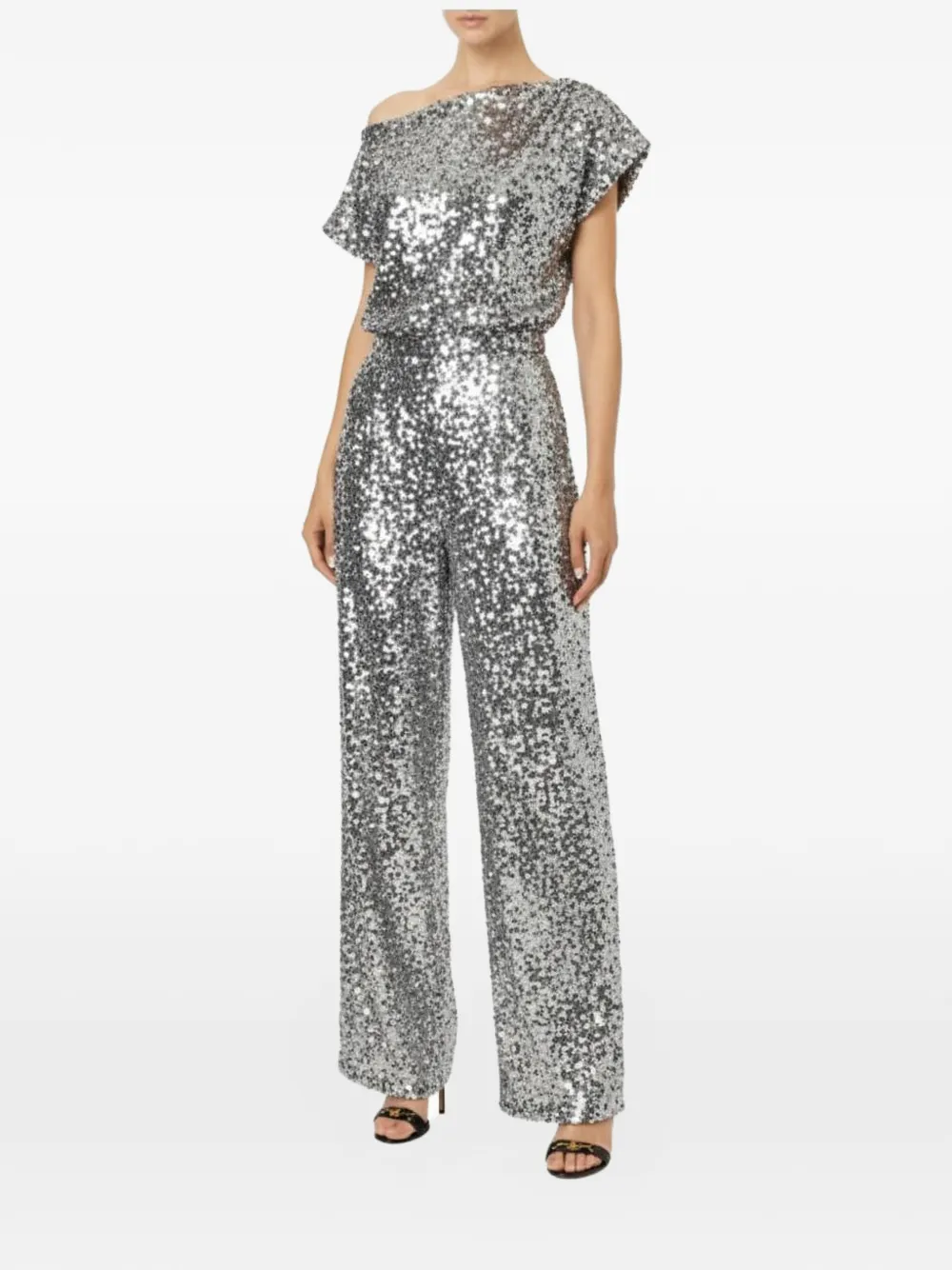 Elisabetta Franchi one-shoulder sequin jumpsuit - Rosso