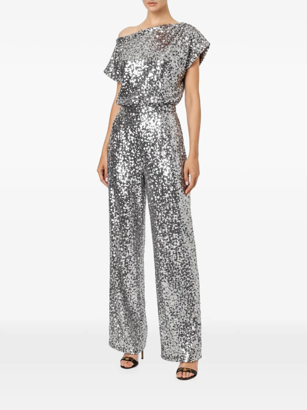 Elisabetta Franchi one-shoulder sequin jumpsuit - Rot