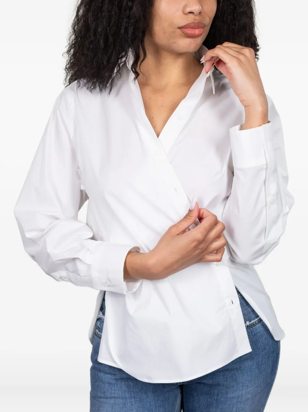 Seventy side-split long-sleeve shirt | White | Image 1