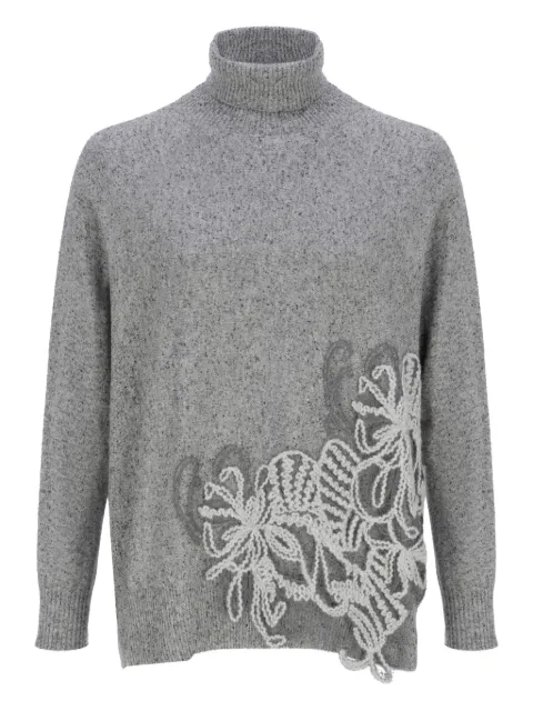 D.Exterior roll-neck embellished sweater