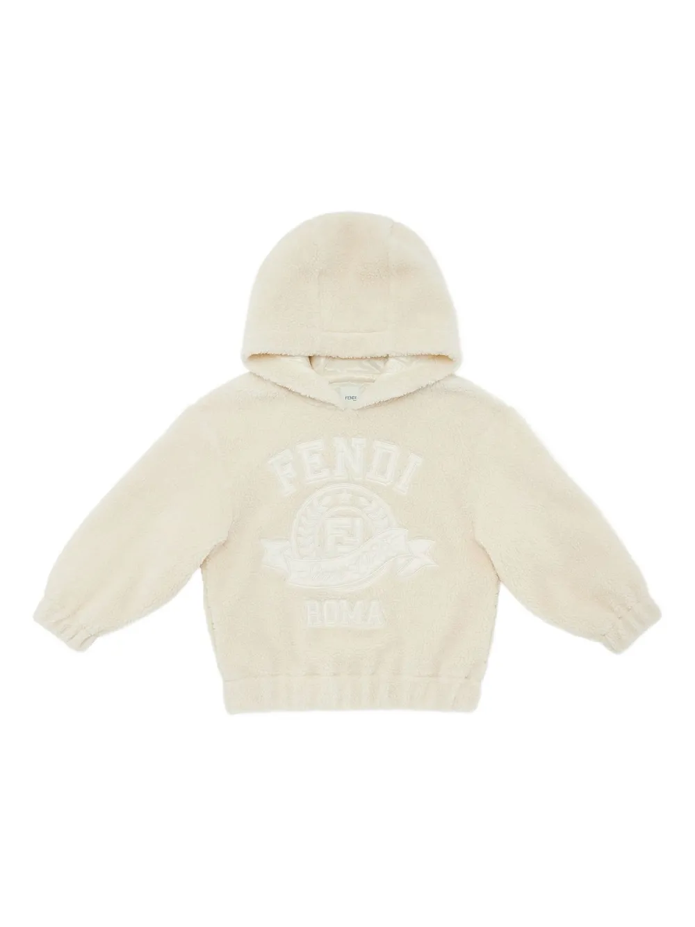 Fendi Kids Hoodie met geborduurd logo Beige