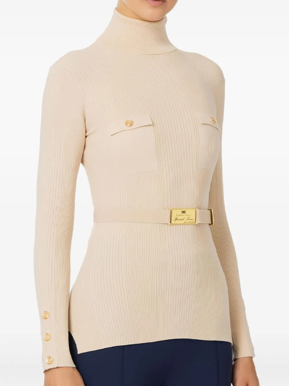 Elisabetta Franchi Trui met ceintuur Beige