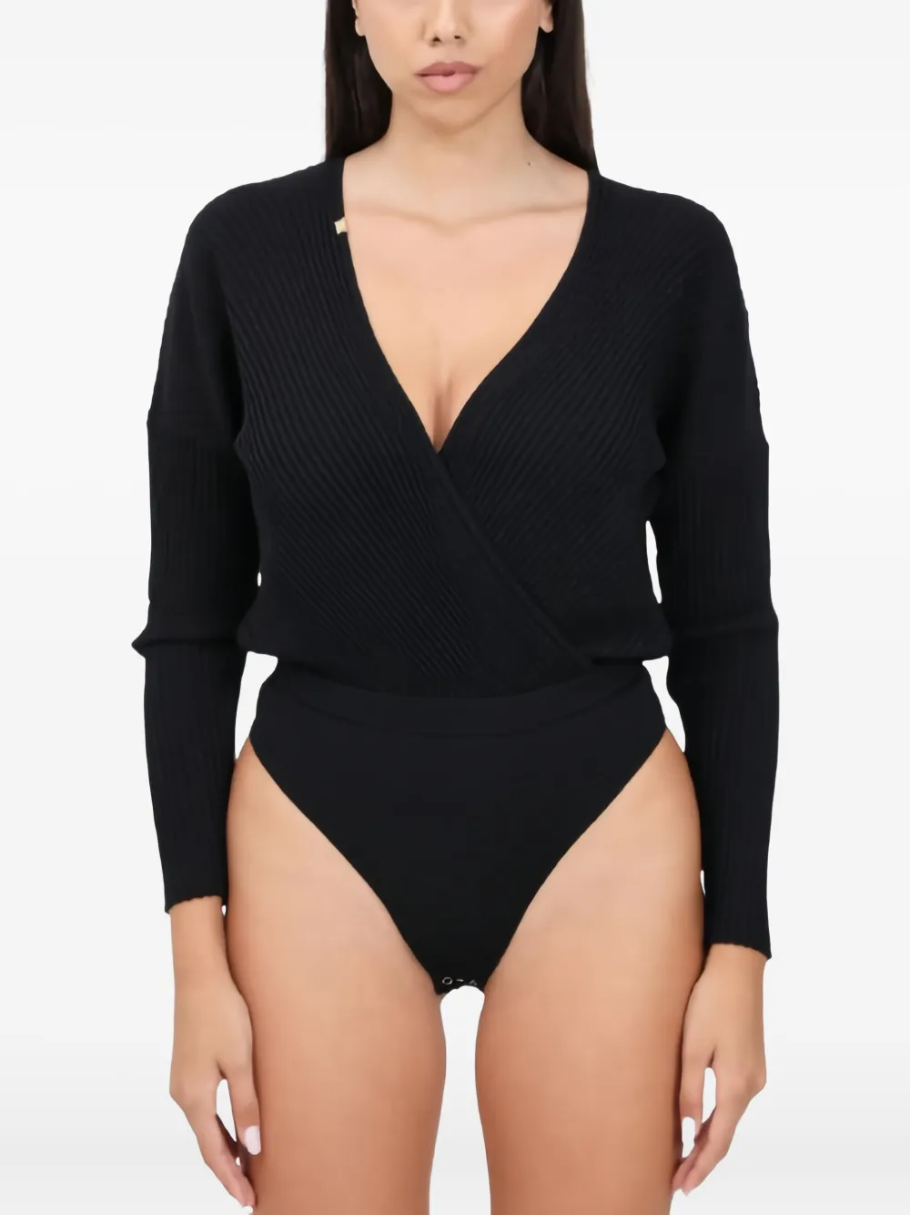 ribbed wrap bodysuit