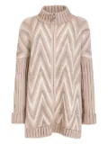 D.Exterior jacquard cardigan - Neutrals