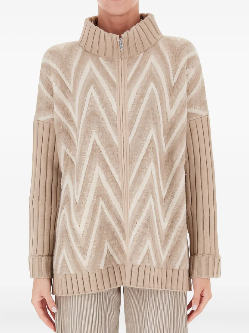 D.Exterior Vest met jacquard Beige