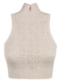 Elisabetta Franchi logo mesh top - Neutrals