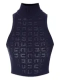 Elisabetta Franchi logo mesh top - Black