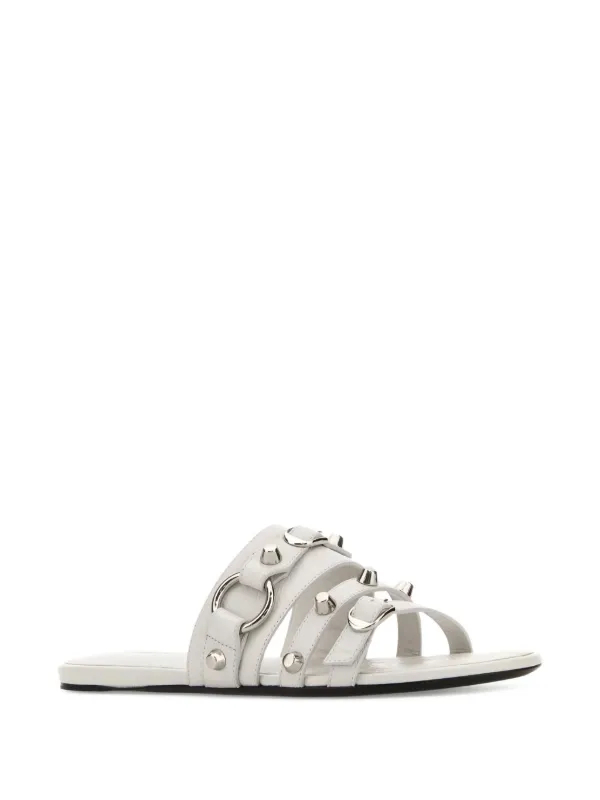 BALENCIAGA サンダル　SANDAL STRAP ホワイト　バレンシアガ NEW WHITE & BLACK BALENCIAGA LOGO HEEL SANDAL SHOES SIZE 39