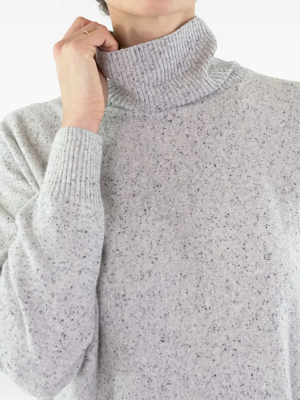 D Exterior Turtleneck Long-sleeved Sweater In Gray