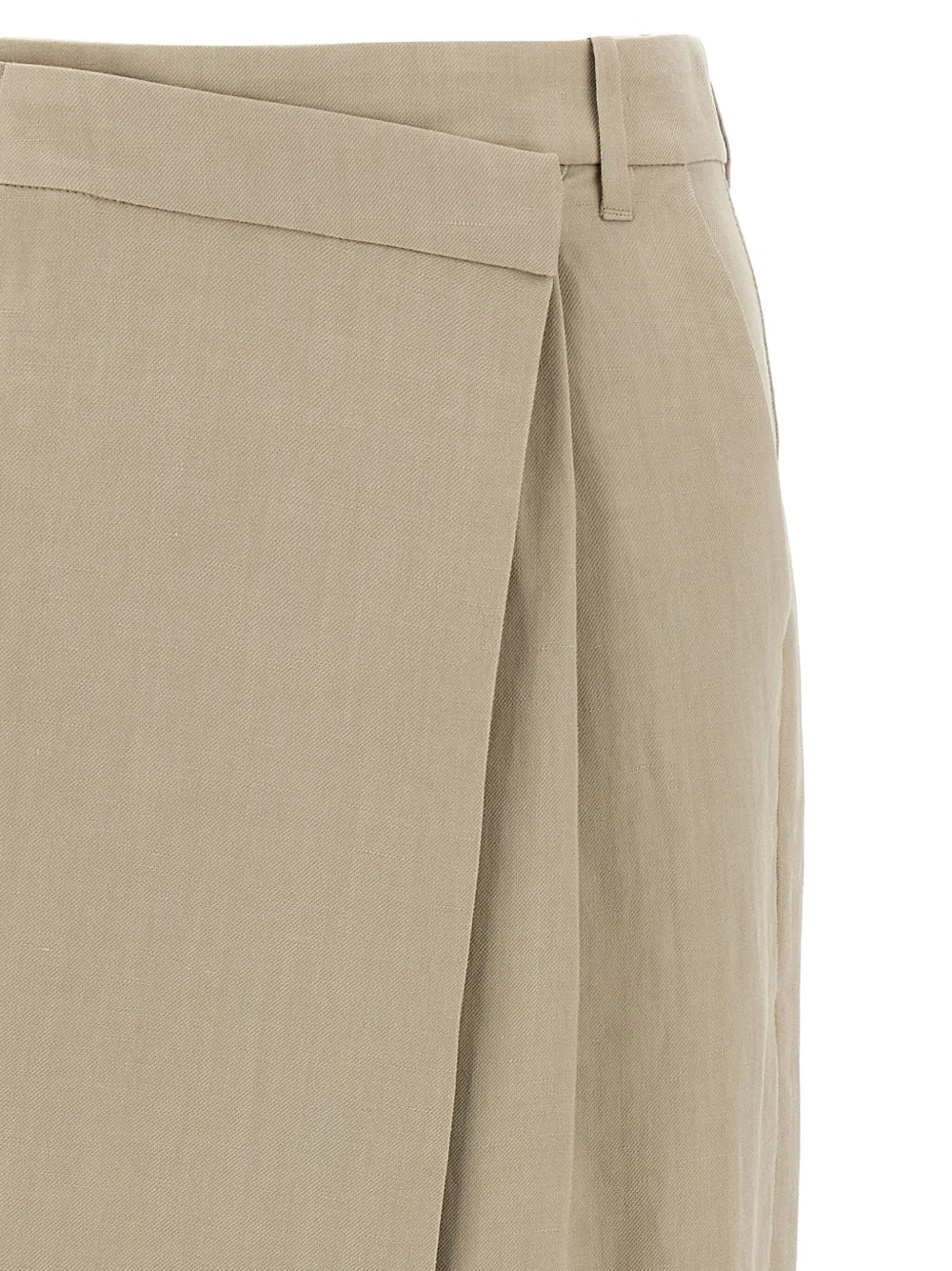 Shop Brunello Cucinelli High-waisted Wrap Skirt In Nude