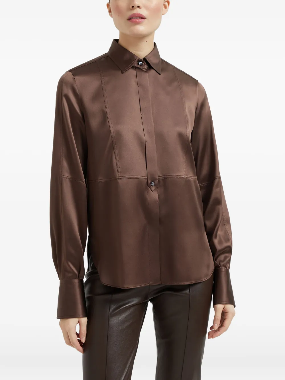 Brunello Cucinelli Zijden blouse Bruin