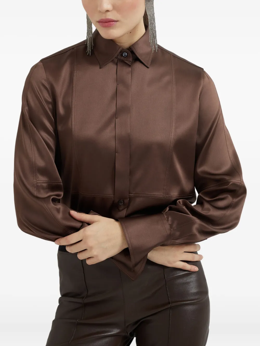 Brunello Cucinelli Zijden blouse Bruin