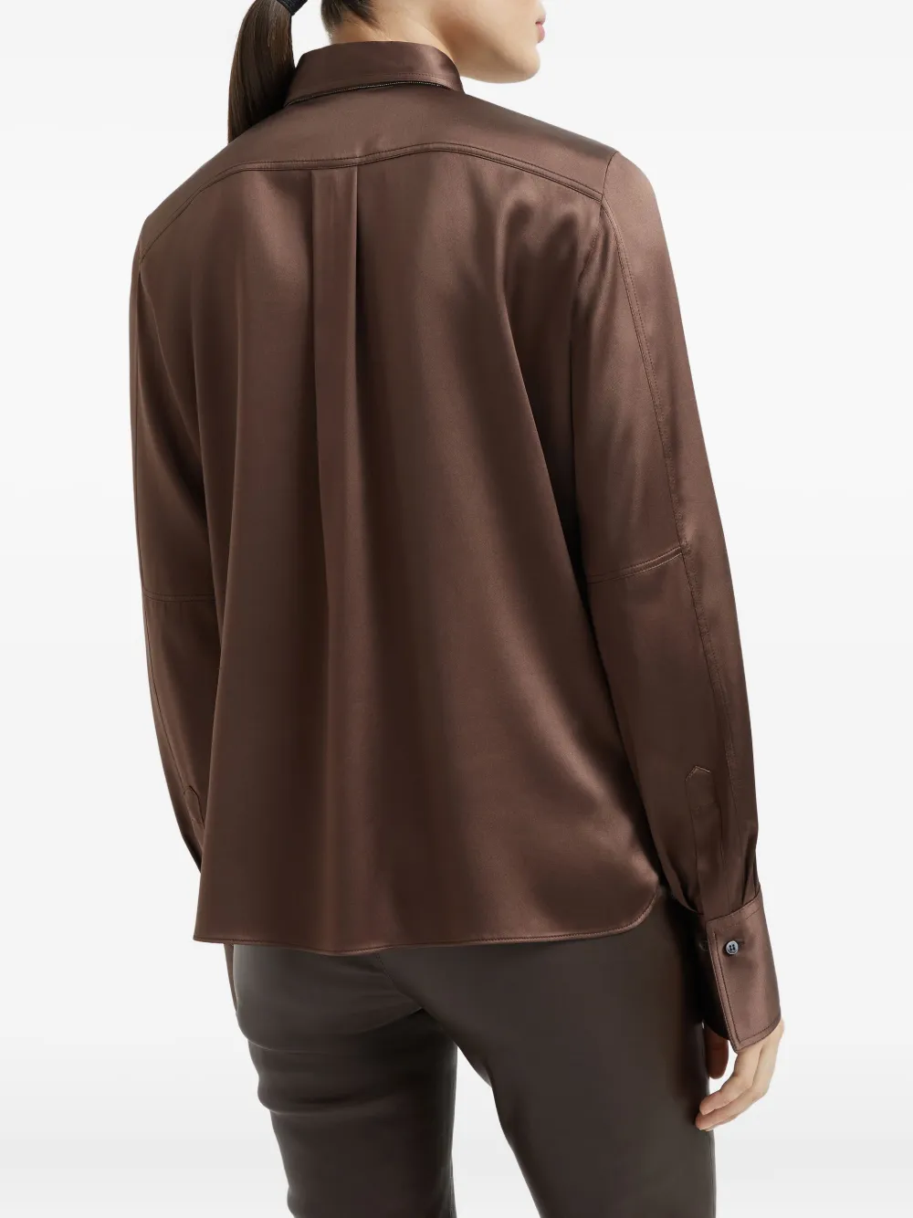 Brunello Cucinelli Zijden blouse Bruin