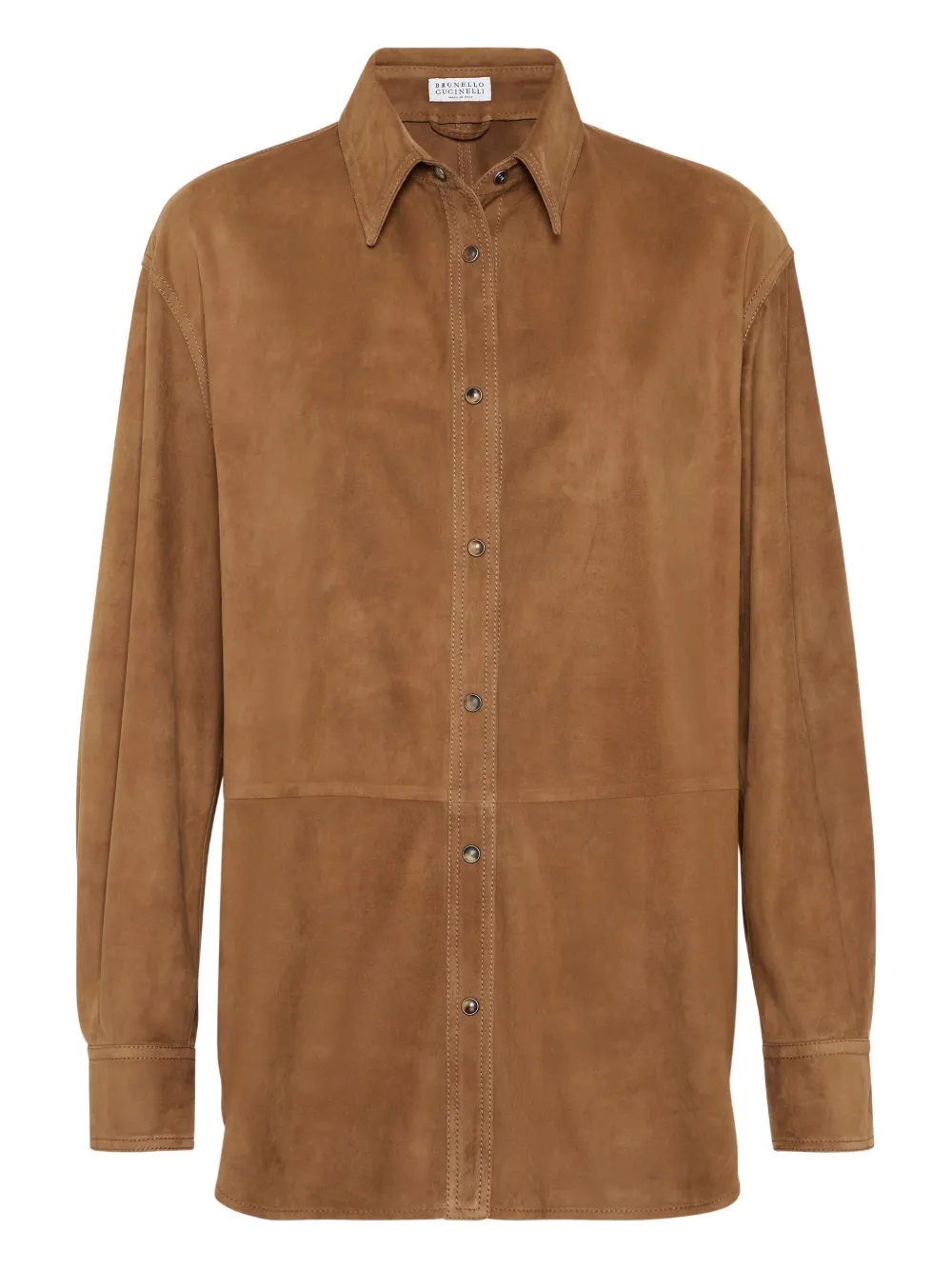 Brunello Cucinelli camisa de piel con botones | marrón | Image 1