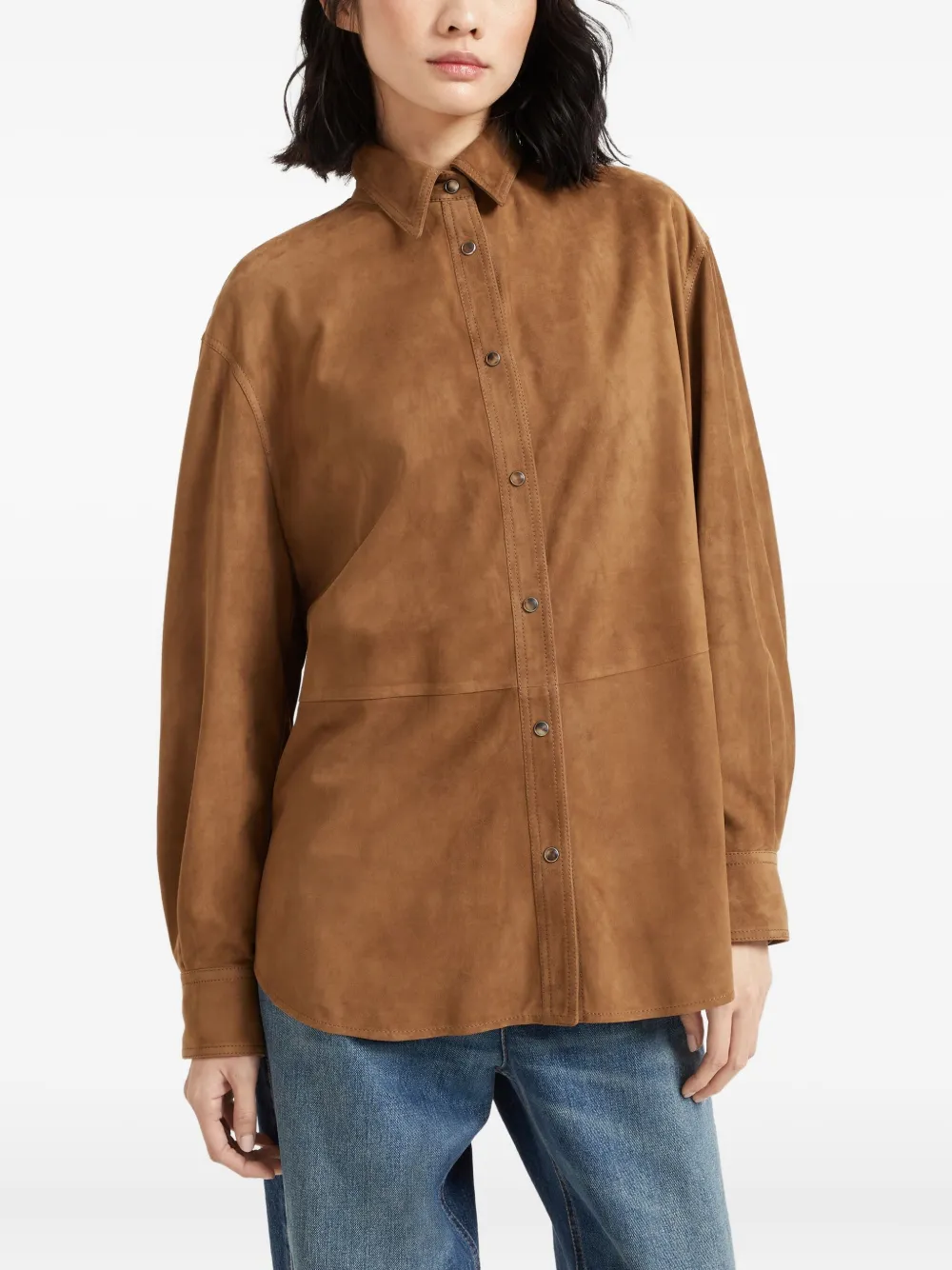 Brunello Cucinelli Leren blouse Bruin