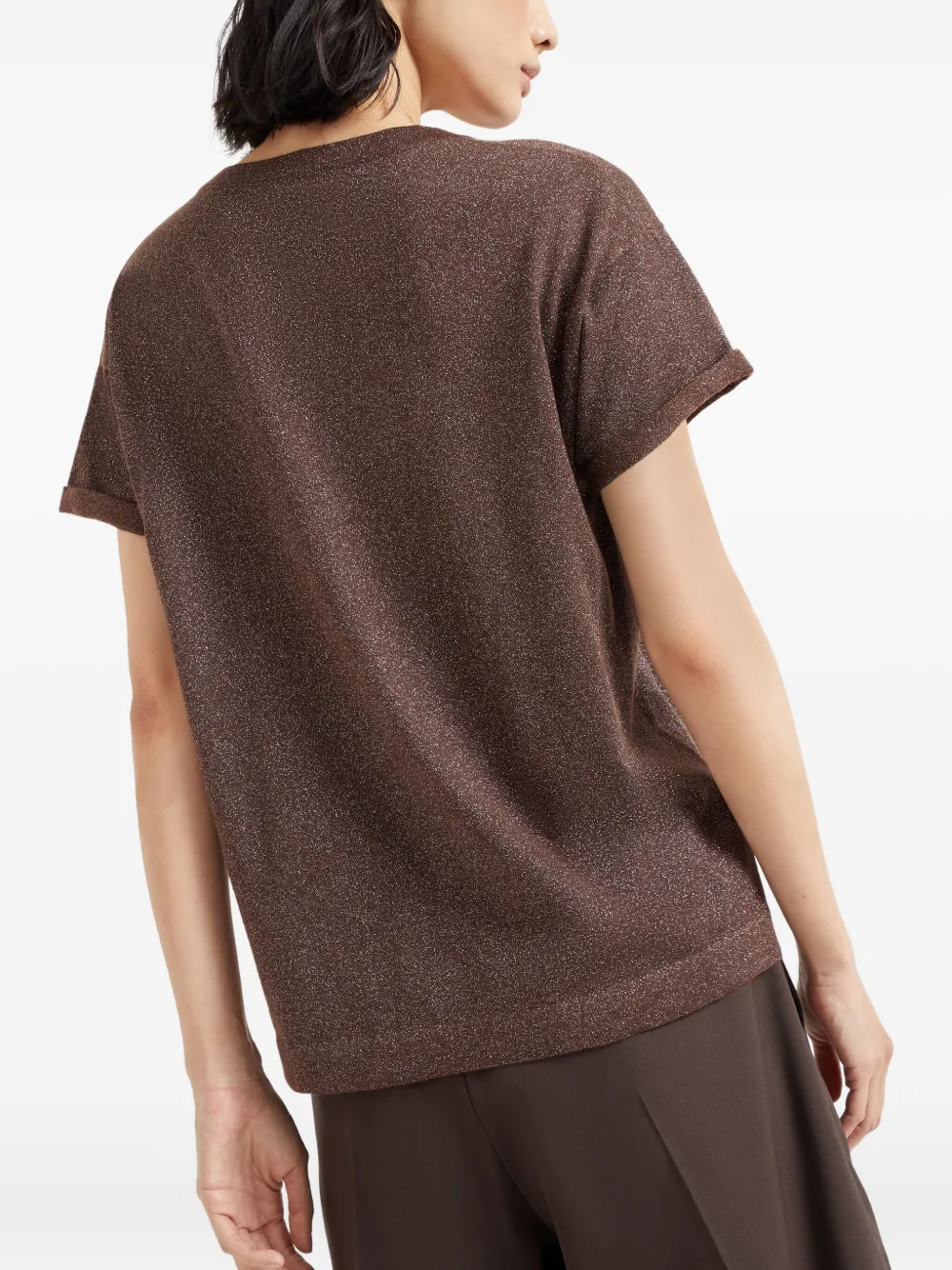 Brunello Cucinelli T-shirt met ronde hals Bruin