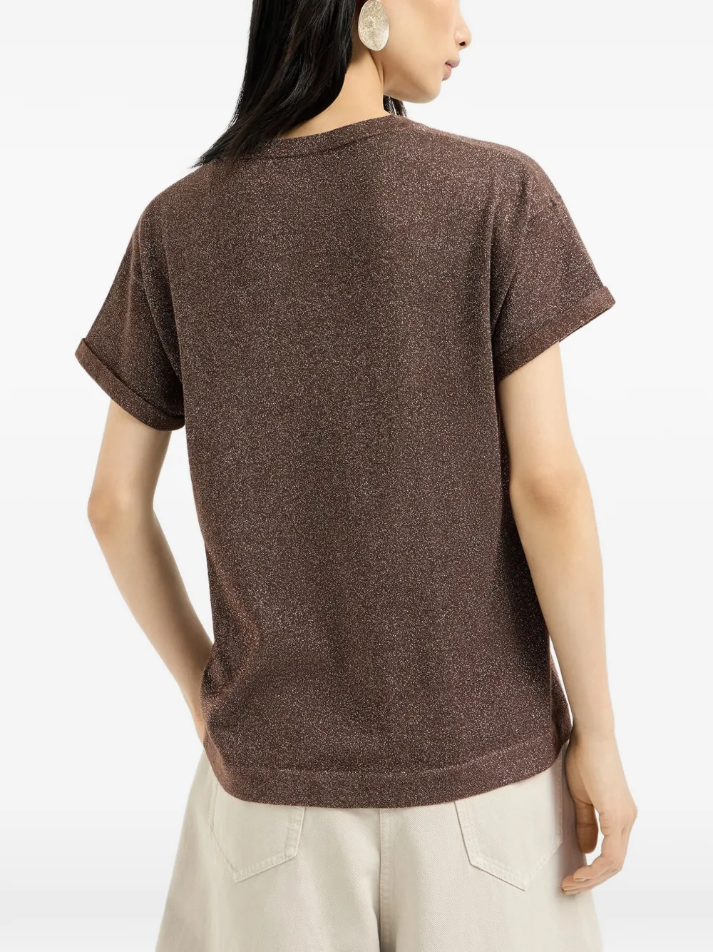 Brunello Cucinelli T-shirt met ronde hals Bruin