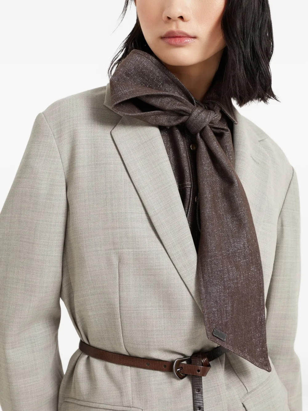 Brunello Cucinelli Denim foulard Bruin