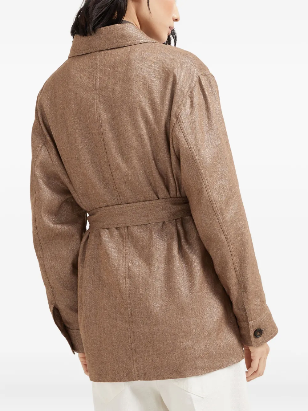 Brunello Cucinelli Jas met riem Bruin