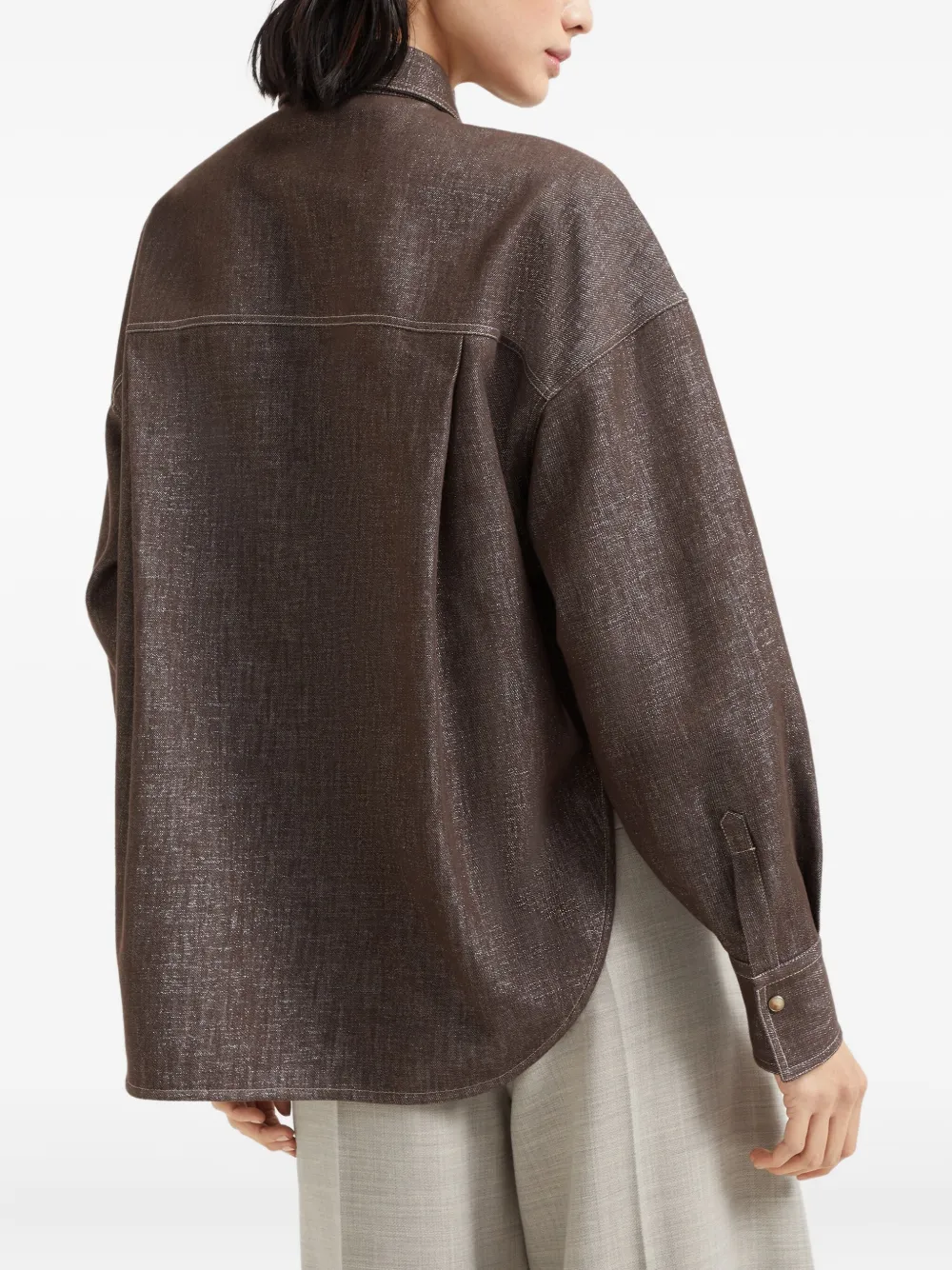 Brunello Cucinelli Blouse met contrasterende voering Bruin
