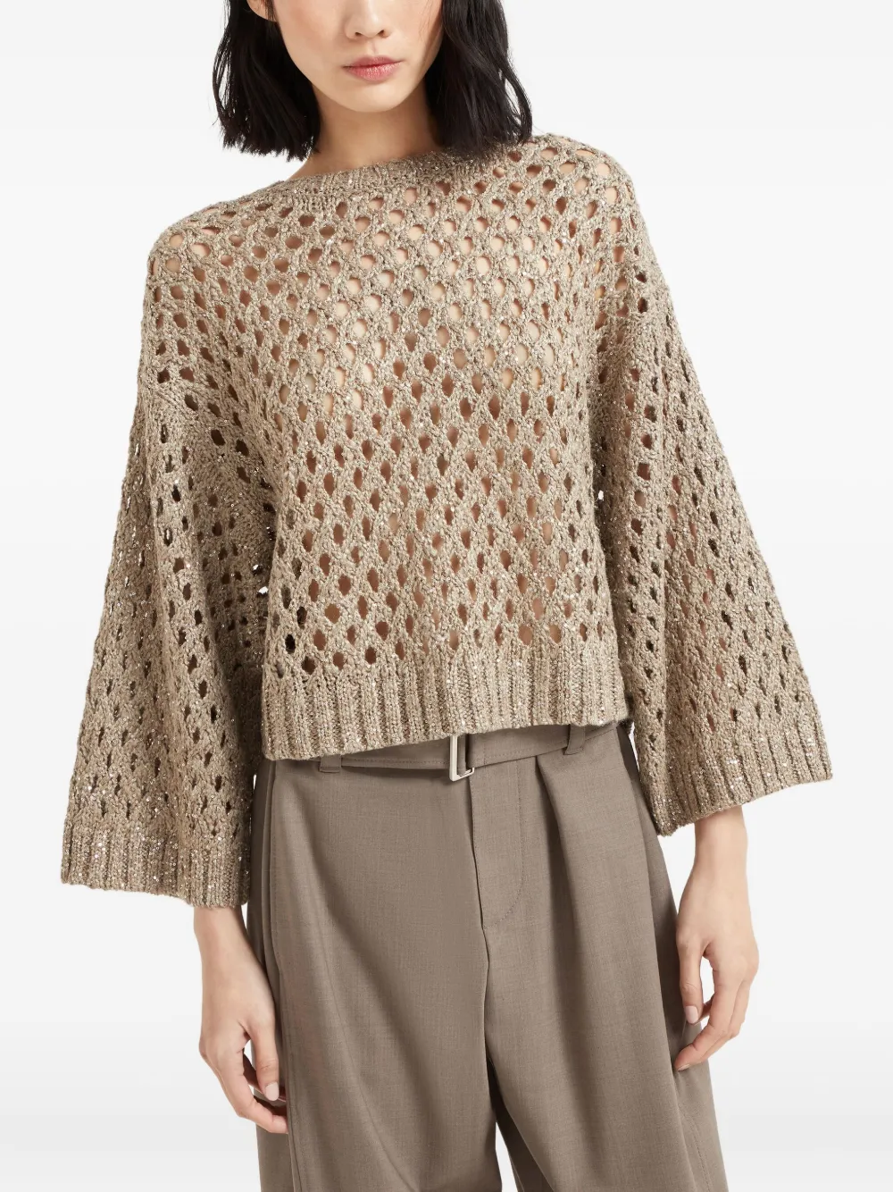 Brunello Cucinelli Opengebreide trui Beige