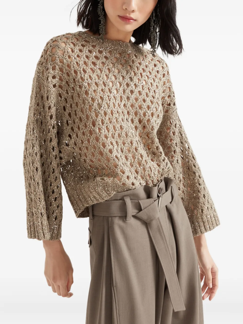 Brunello Cucinelli Opengebreide trui Beige