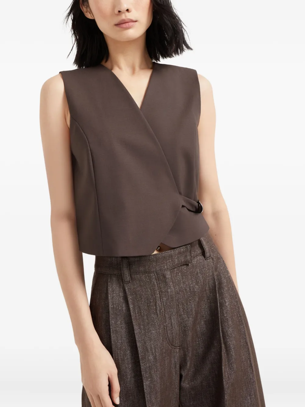 Brunello Cucinelli Gilet met V-hals Bruin