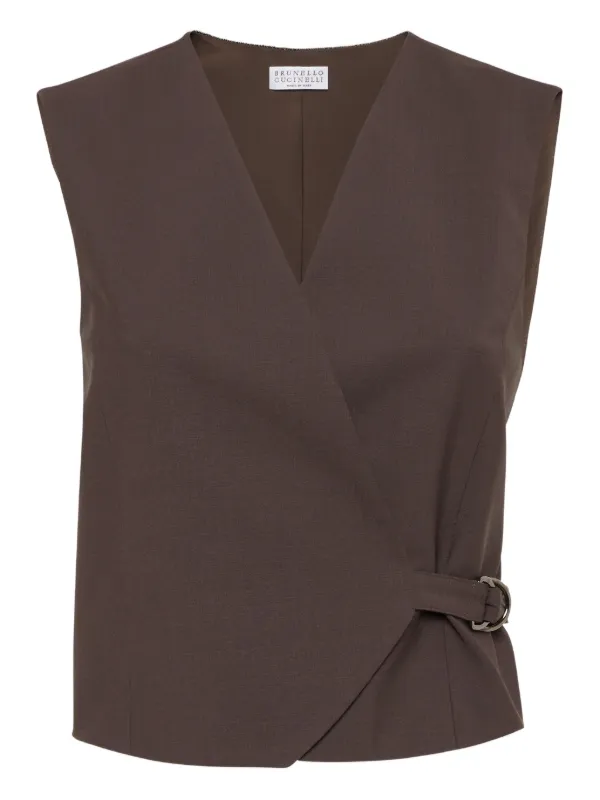 Brunello Cucinelli V-neck Waistcoat in Brown