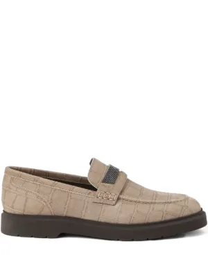 ブルネロクリネリグレー スエード ローファー Brunello Cucinelli スエード ローファー | グレー | FARFETCH JP