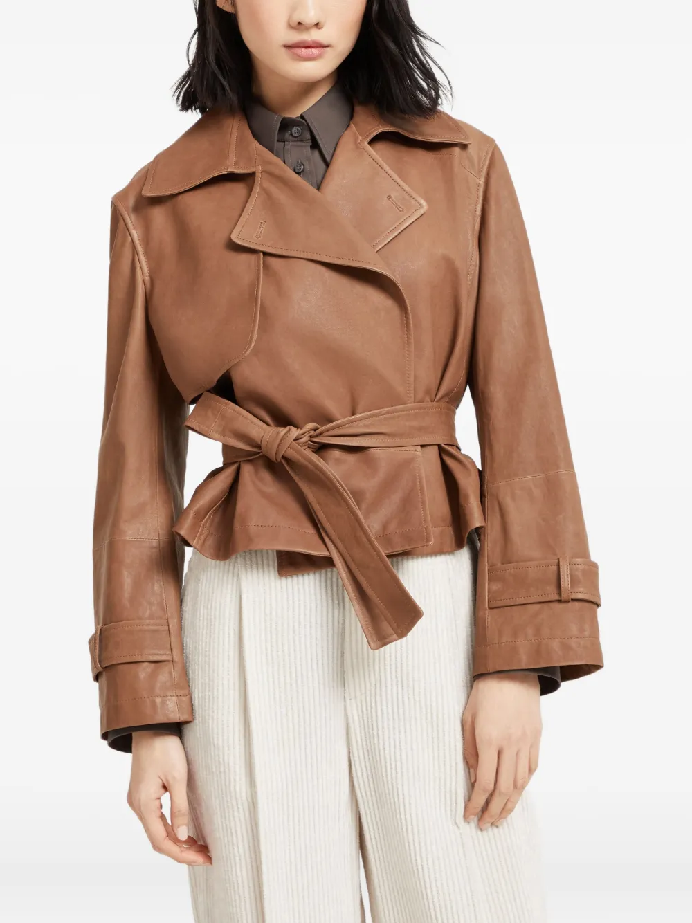 Brunello Cucinelli Leren jack Bruin