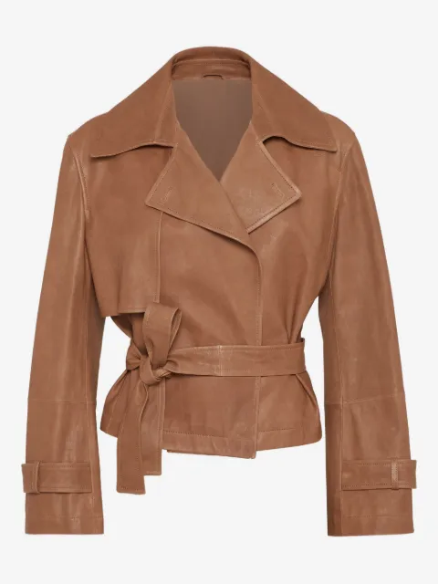 Brunello Cucinelli leather tie belt jacket