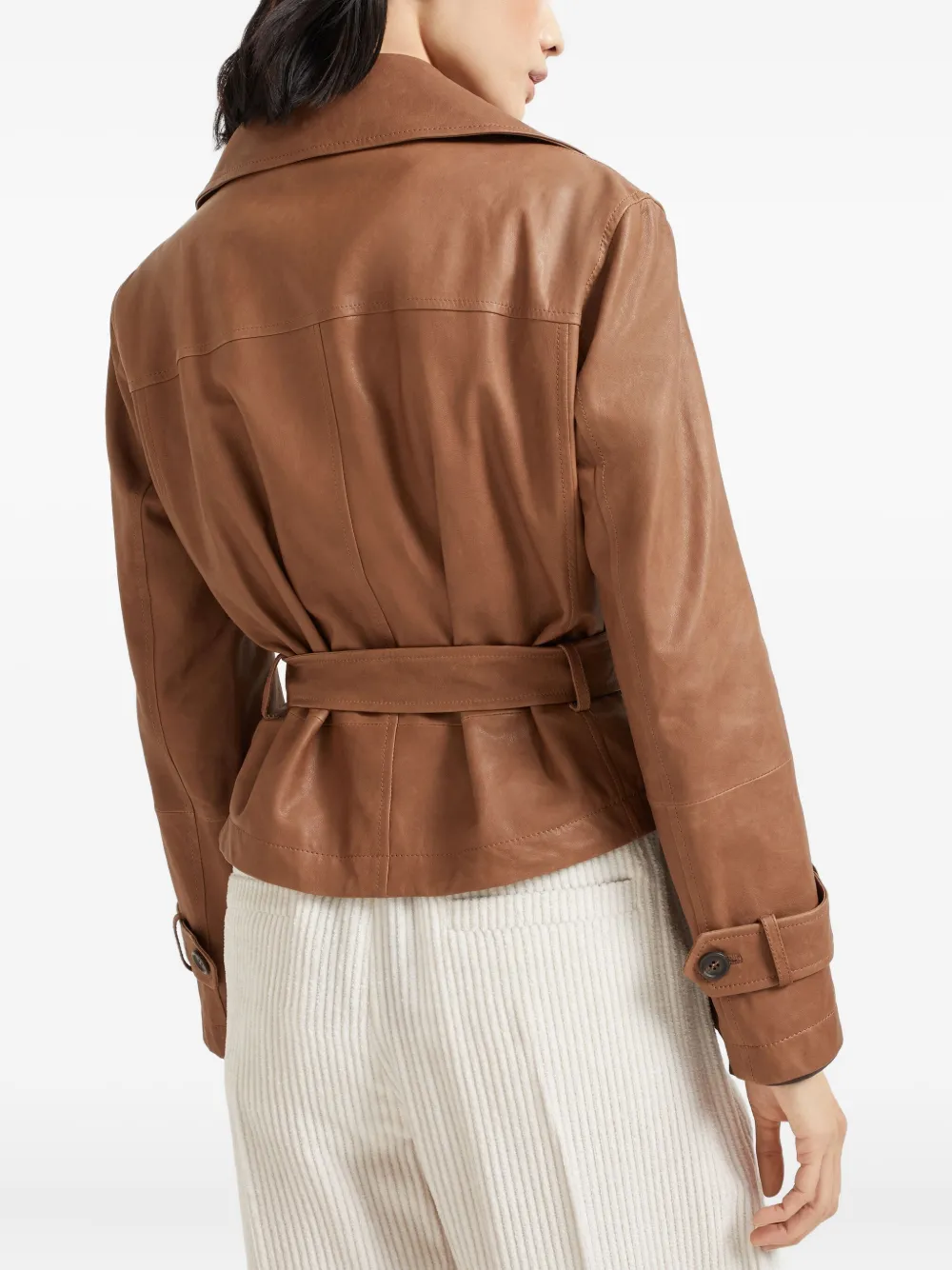 Brunello Cucinelli Leren jack Bruin