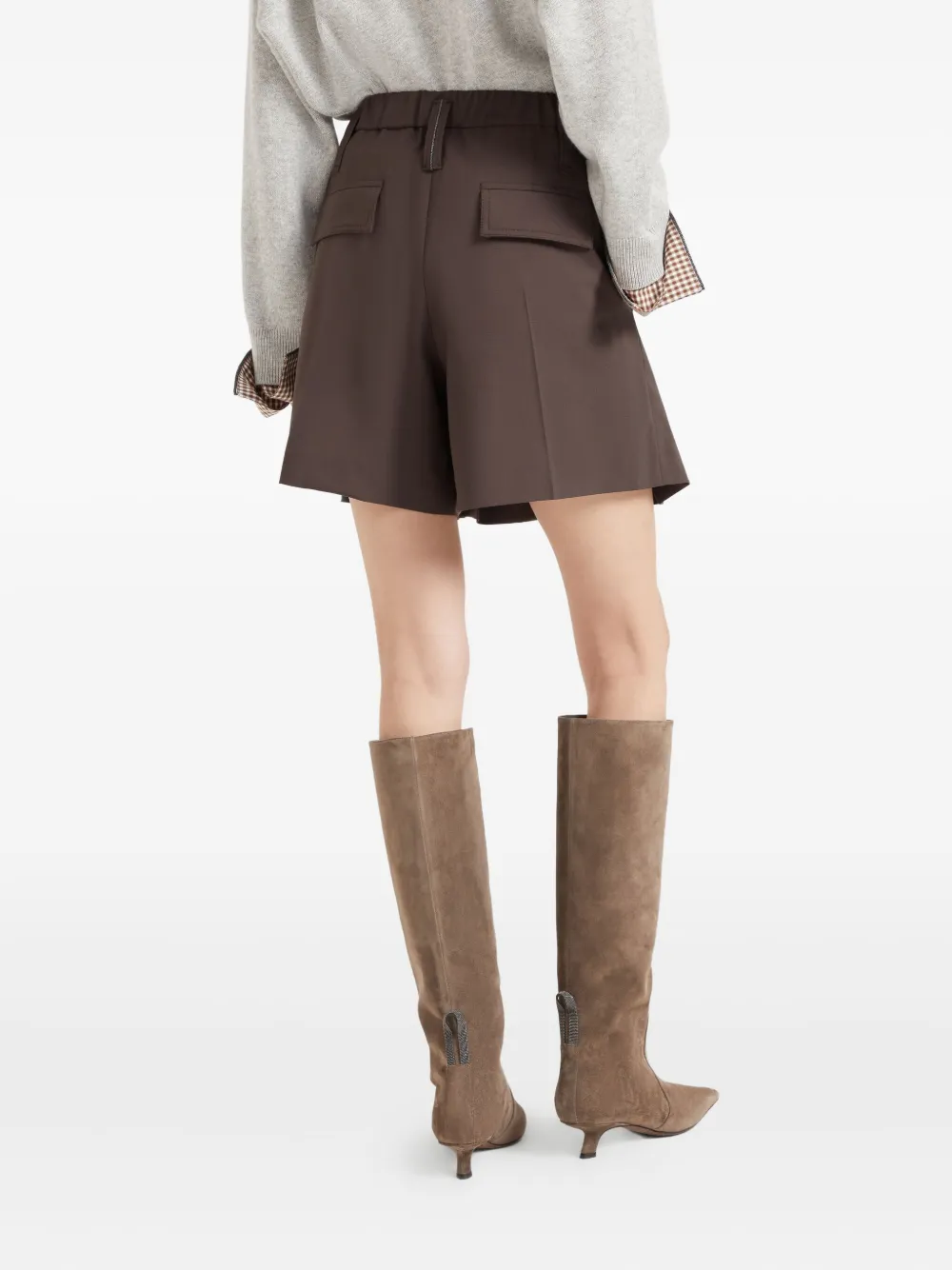 Brunello Cucinelli Geplooide shorts Bruin