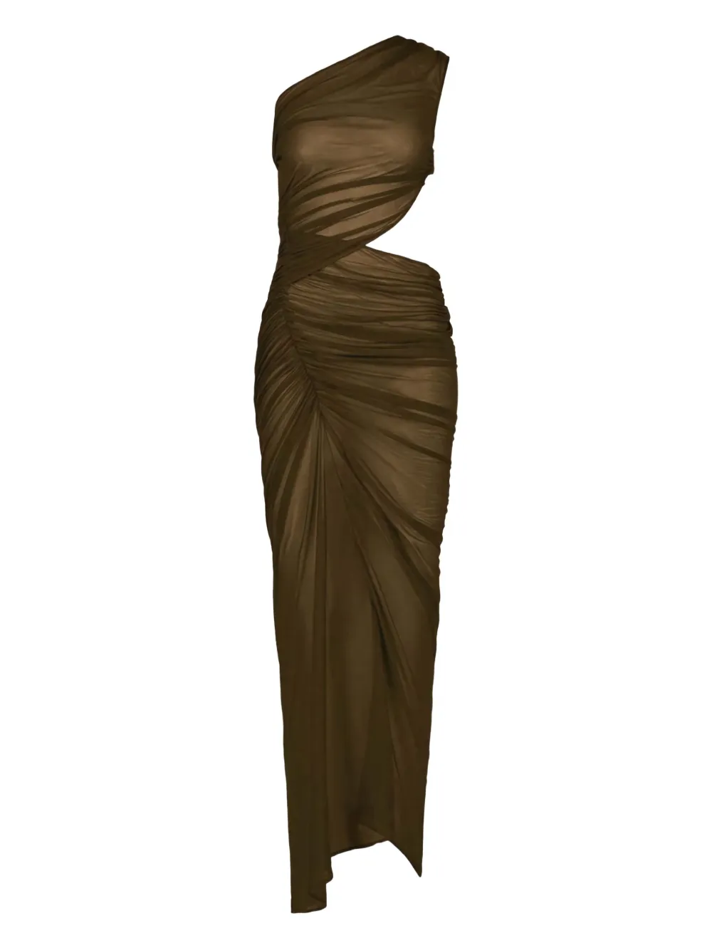 Atlein asymmetric draped maxi dress | Brown | Image 1