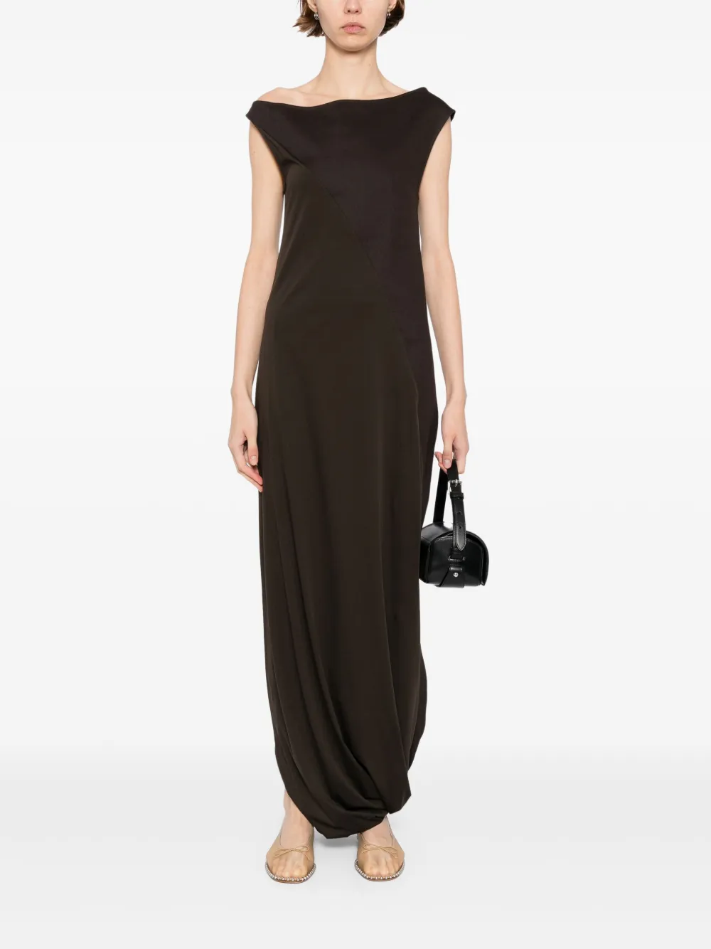 RUOHAN Jurk met gedraaid detail - Bruin