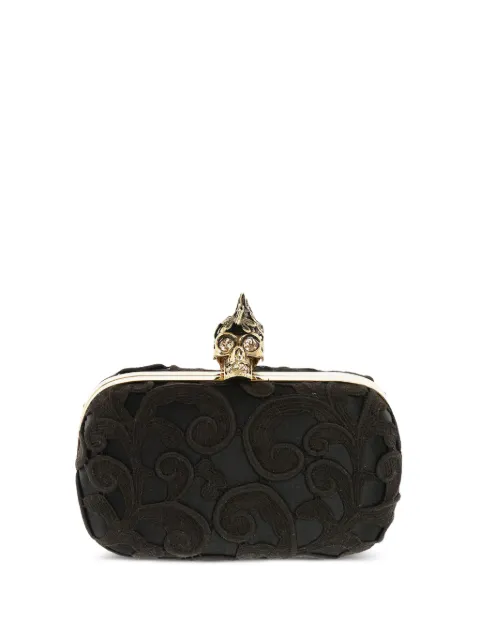 Alexander McQueen bolsa de mano con encaje satinado y motivo Skull