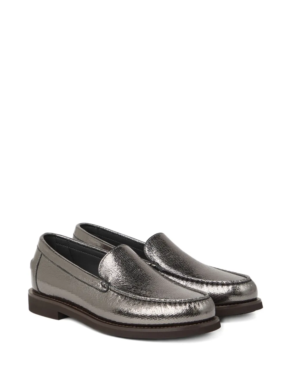 Brunello Cucinelli leather loafers - Zilver