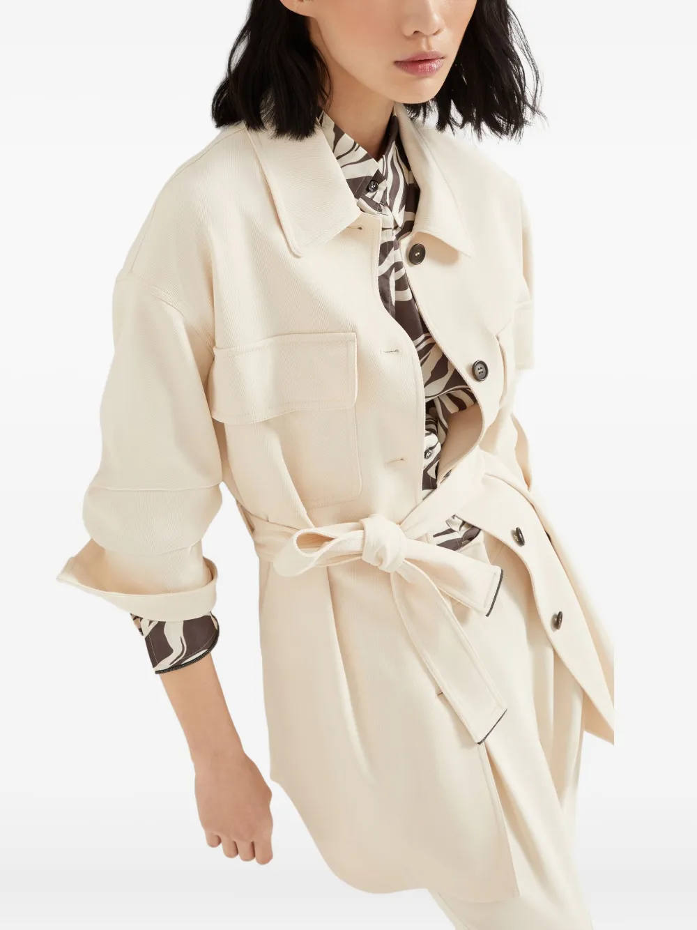 Brunello Cucinelli Jas met riem Wit
