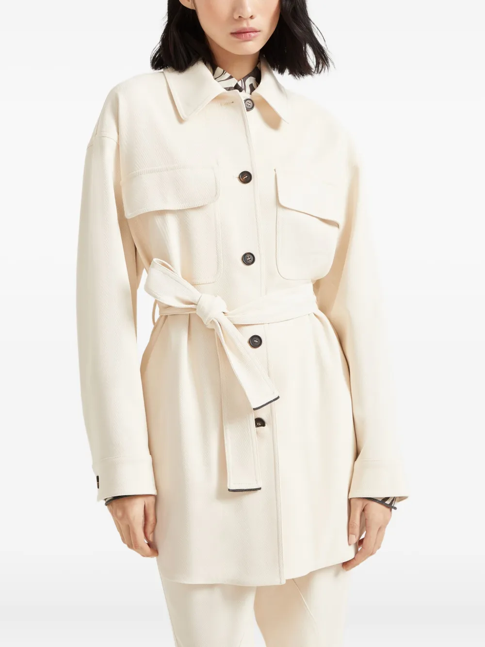 Brunello Cucinelli Jas met riem Wit