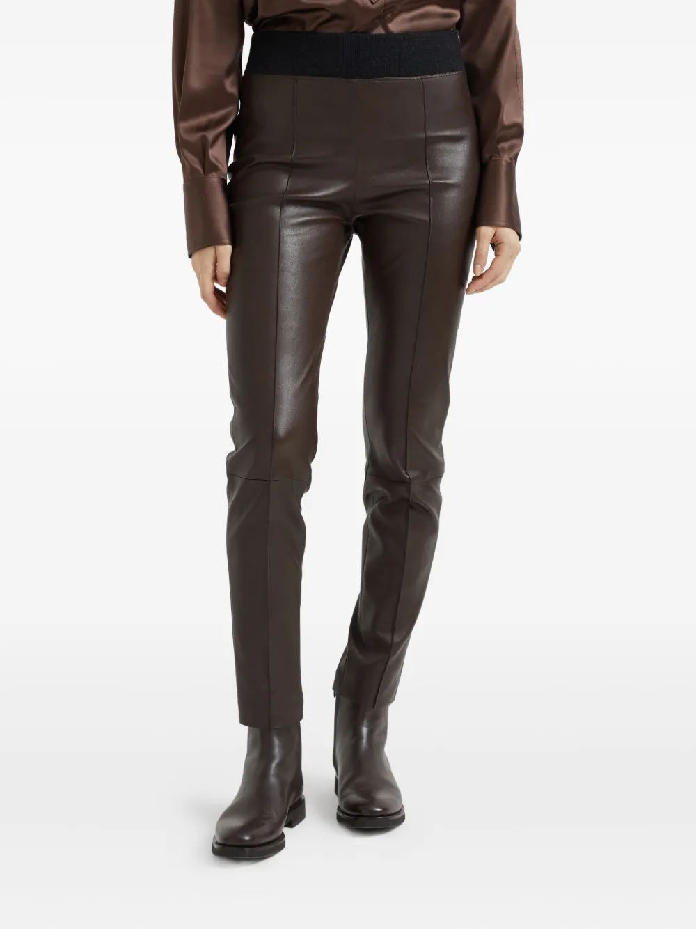 Brunello Cucinelli Leren legging Bruin