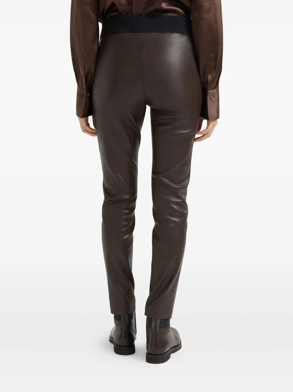 Brunello Cucinelli Leren legging Bruin