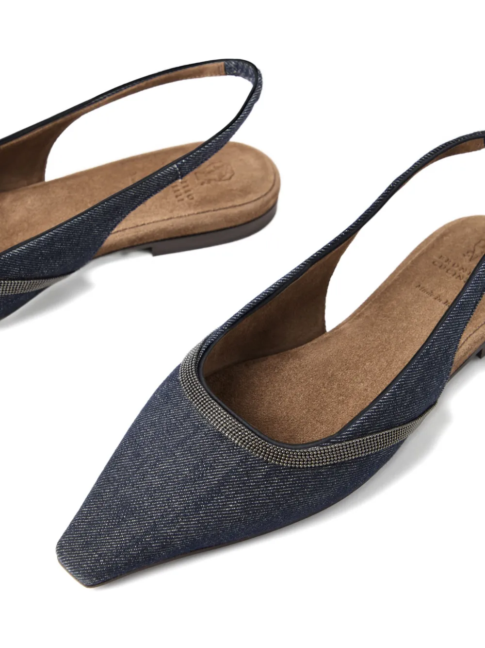 Brunello Cucinelli leather ballerina shoes Blue