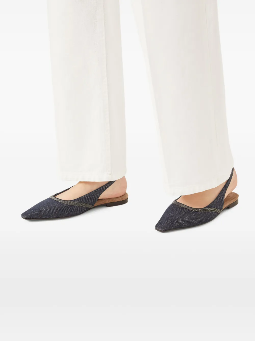 Brunello Cucinelli leather ballerina shoes Blue