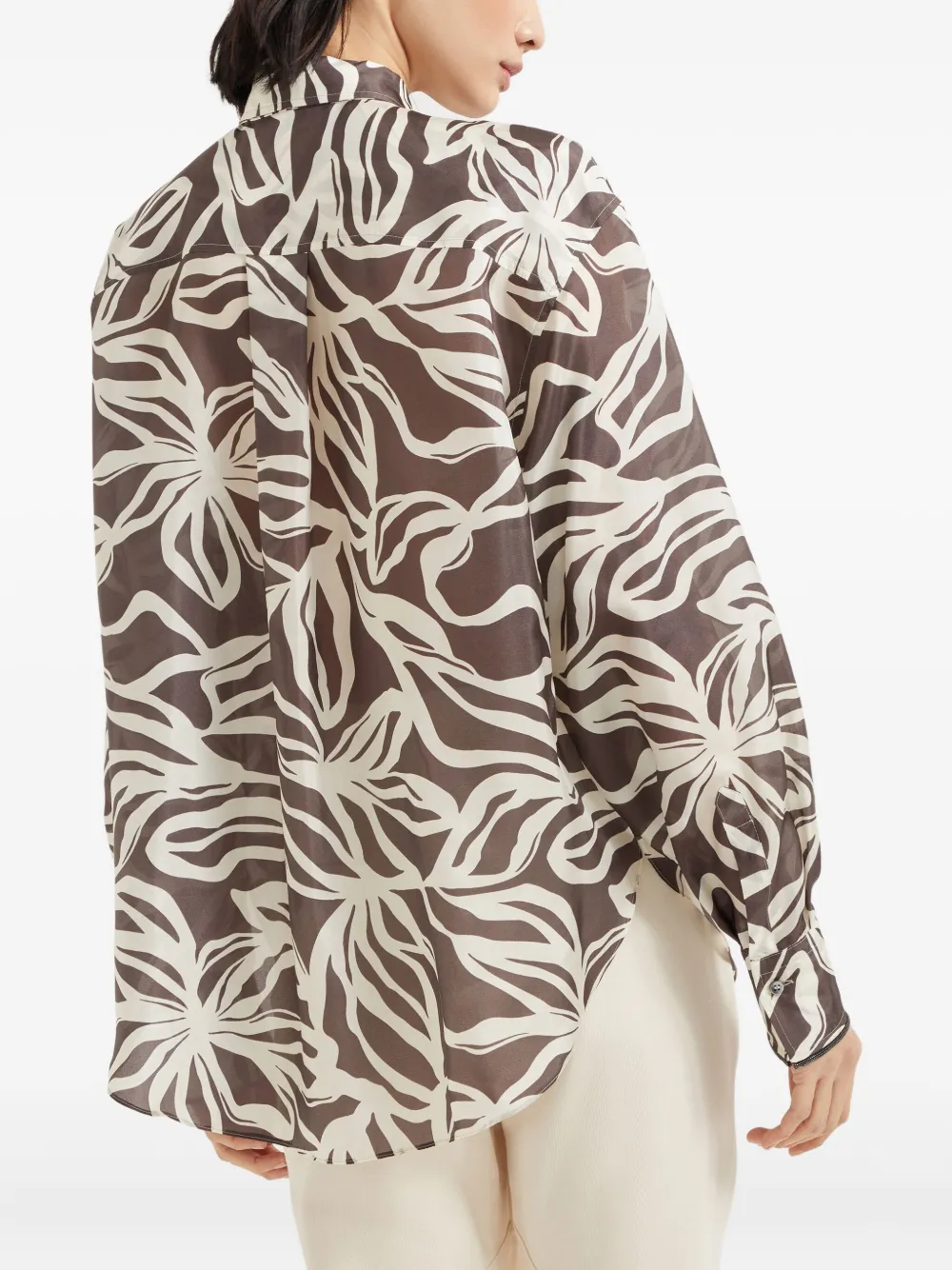 Brunello Cucinelli Zijden blouse Bruin