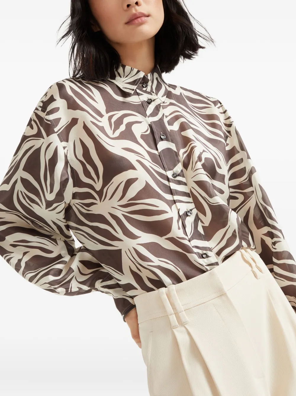 Brunello Cucinelli Zijden blouse Bruin