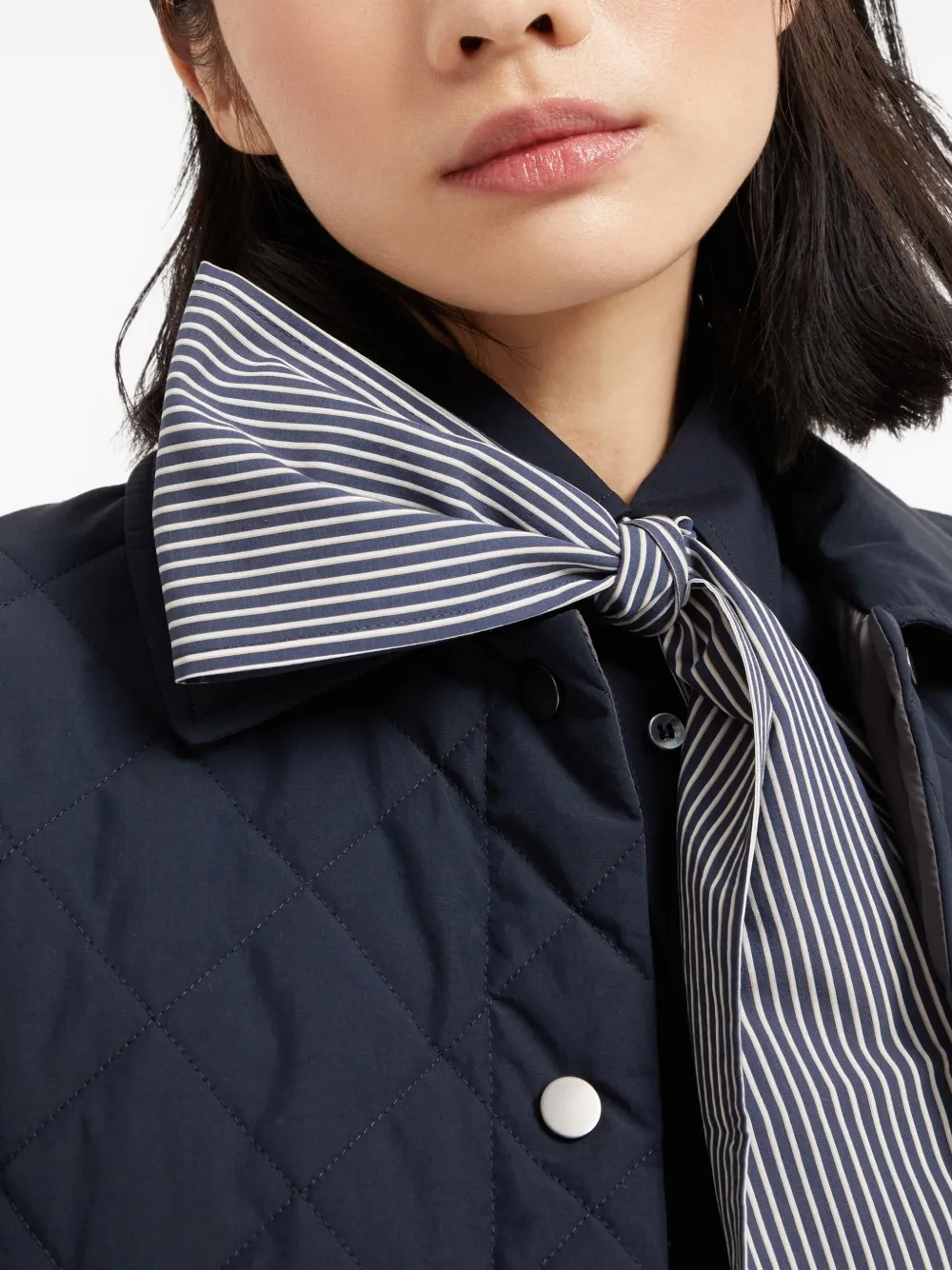 Brunello Cucinelli Popeline foulard met moniliketting Blauw